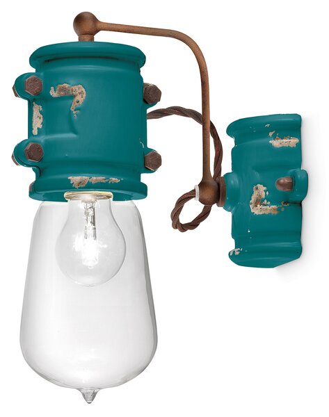 Applique Vintage Urban Ferro E Ceramica Verde 1 Luce E27 22Cm
