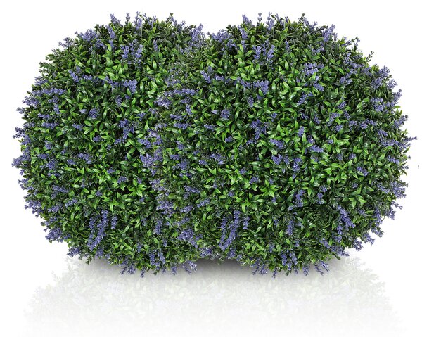 HOMCOM Set di 2 Piante Artificiali a Sfera con Fiori di Lavanda per Casa e Giardino Ø42 cm, Verde e Viola