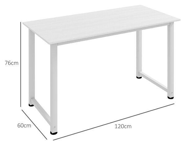 HOMCOM Scrivania per Computer con Piedini Regolabili in Truciolato e Acciaio, 120x60x76 cm, Bianco
