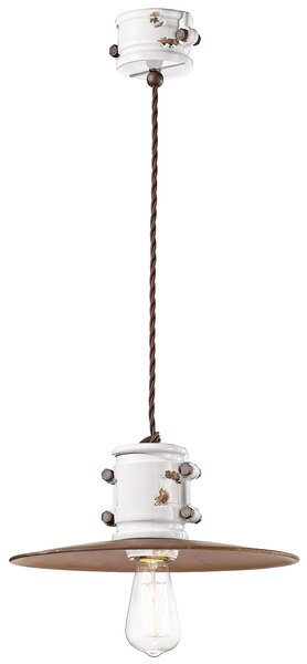 Lampadario Vintage Urban Ferro E Ceramica Bianco 1 Luce E27 40Cm