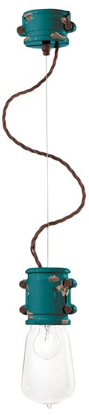 Lampadario Vintage Urban Ferro E Ceramica Verde 1 Luce E27 12Cm