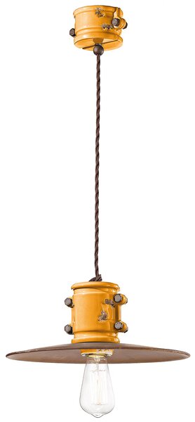 Lampadario Vintage Urban Ferro E Ceramica Giallo 1 Luce E27 40Cm