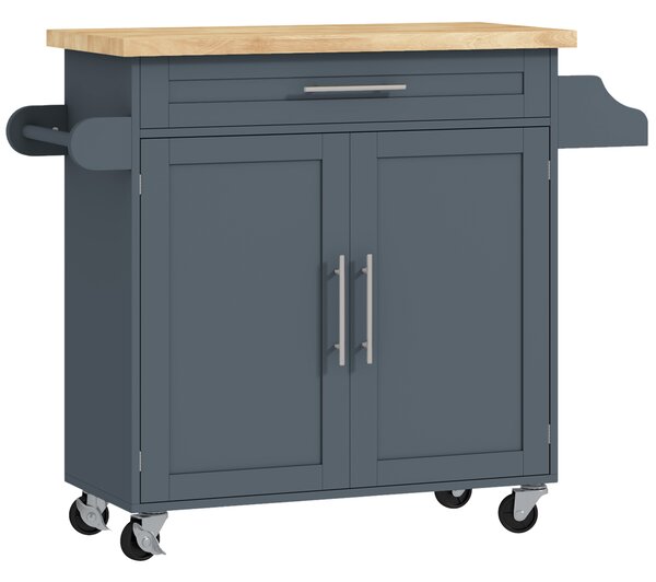 HOMCOM Carrello multiuso da Cucin con Cassetto, Portaspezie e Armadietto in Legno, 109x40x89 cm, Grigio e Color Legno | Aosom Italy