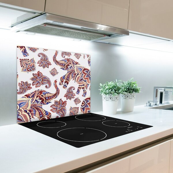 Tagliere in vetro Ornamenti di elefanti 60x52 cm