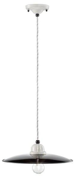 Lampadario Vintage B&W Metallo Smaltato Nero E Bianco 1 Luce E27 30Cm