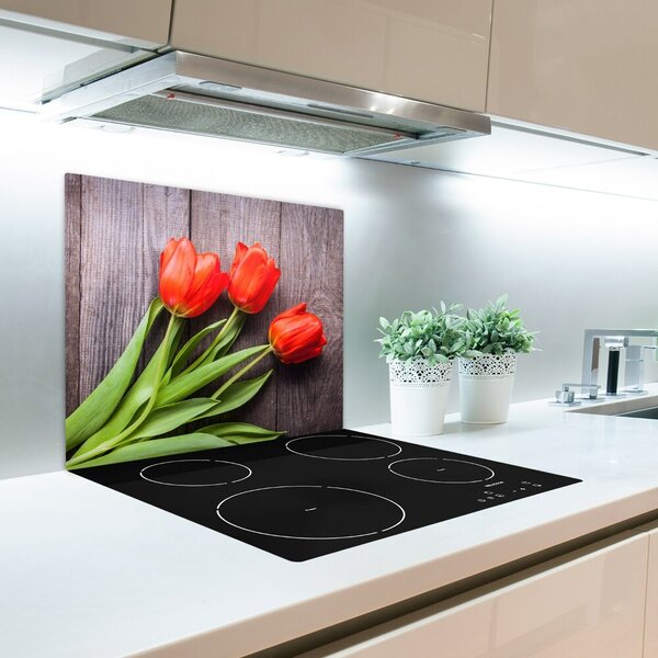 Tagliere in vetro temperato Tulipani rossi 60x52 cm