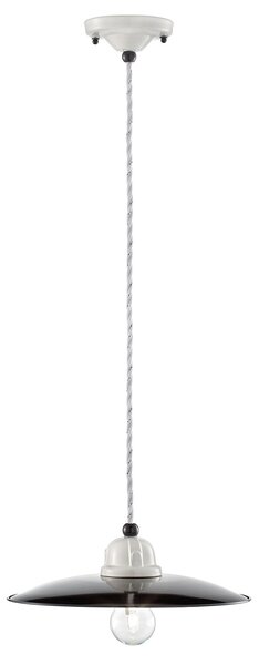 Lampadario Vintage B&W Metallo Smaltato Nero E Bianco 1 Luce E27 25Cm