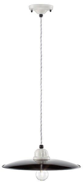 Lampadario Vintage B&W Metallo Smaltato Nero E Bianco 1 Luce E27 35Cm