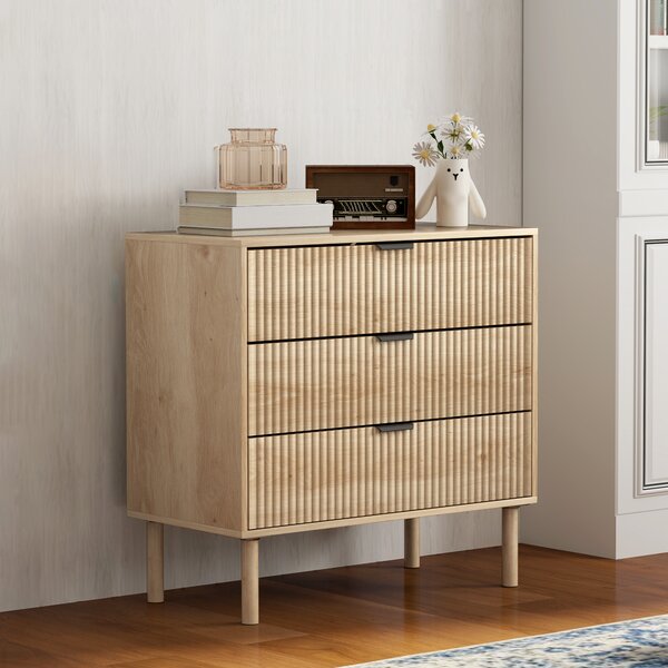 HOMCOM Cassettiera 3 Cassetti in Legno per Camera e Ingresso Stile Nordico, 80x40x77.5 cm, Rovere