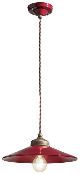 Lampadario Vintage Colors Ferro E Ceramica Bordeaux 1 Luce E27 30Cm