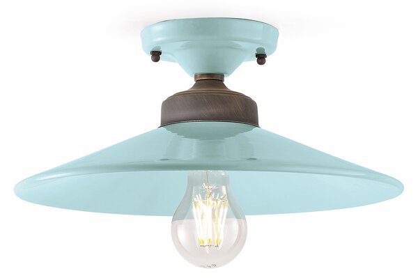 Plafoniera Vintage Colors Ferro E Ceramica Azzurro 1 Luce E27