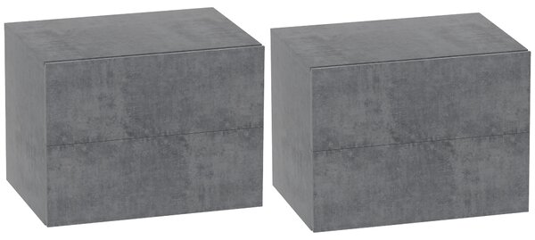 HOMCOM Set di 2 Comodini Sospesi con 2 Cassetti Moderni e Salvaspazio, 40x29x30 cm, Grigio Cemento