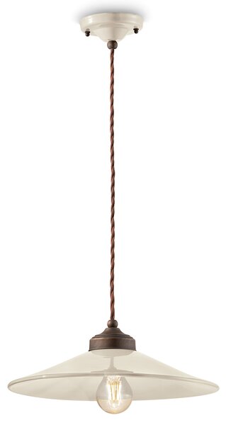 Lampadario Vintage Colors Ferro E Ceramica Crema 1 Luce E27 35Cm