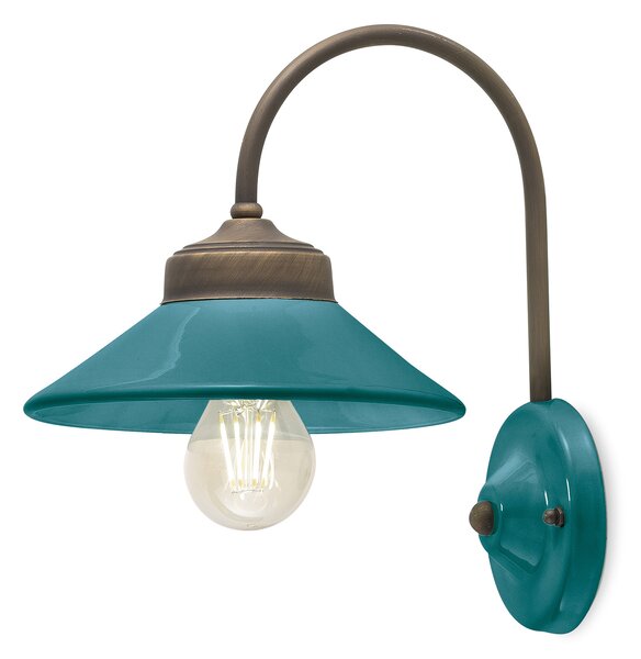 Applique Vintage Colors Ferro E Ceramica Petrolio 1 Luce E27