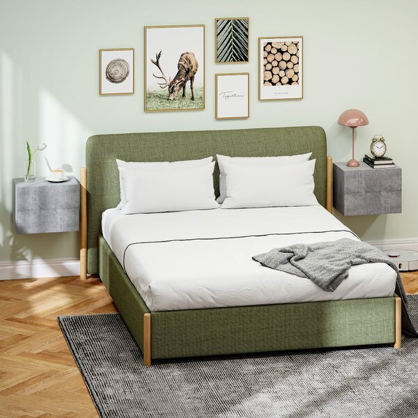 HOMCOM Set di 2 Comodini Sospesi con 2 Cassetti Moderni e Salvaspazio, 40x29x30 cm, Grigio Cemento