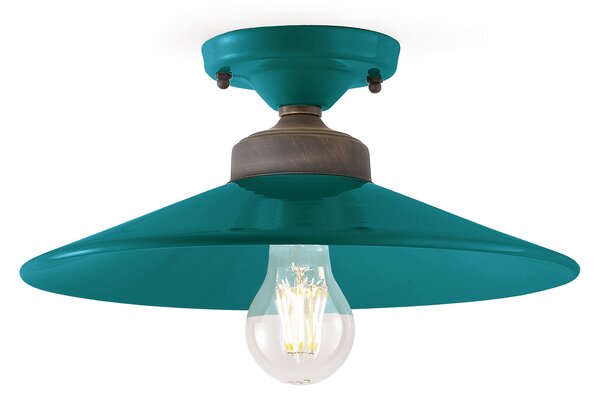 Plafoniera Vintage Colors Ferro E Ceramica Verde Petrolio 1 Luce E27