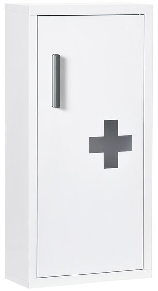 Kleankin Armadietto Medicinali a 3 Ripiani con Porta Magnetica, in Acciaio, 30x12x60 cm, Bianco|Aosom