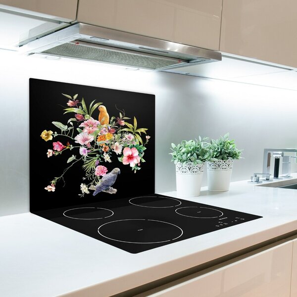 Tagliere in vetro temperato Fiori e uccelli 60x52 cm