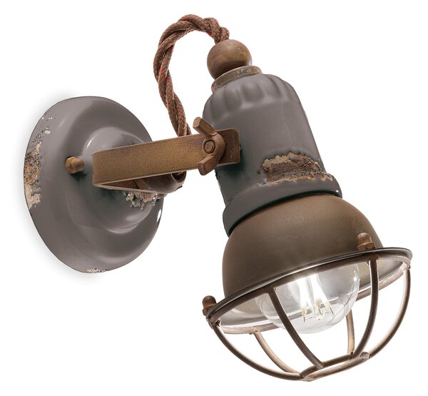 Applique Vintage Loft Ferro E Ceramica Tortora 1 Luce E14