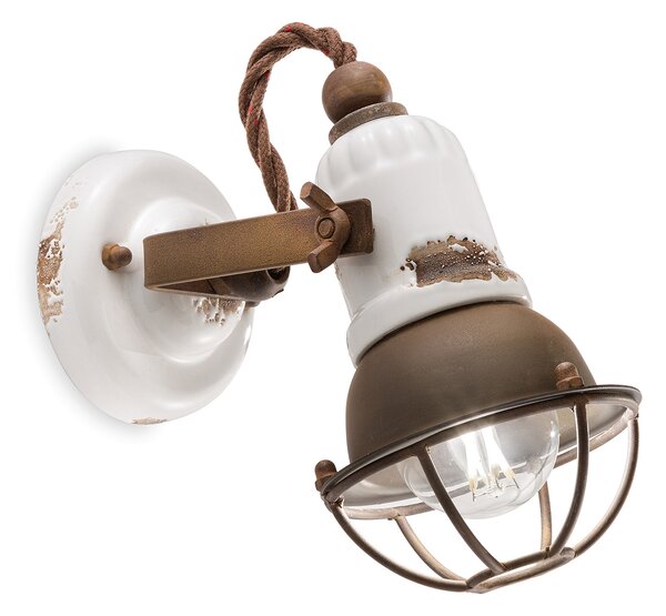 Applique Loft vintage bianco 19 cm Ferroluce
