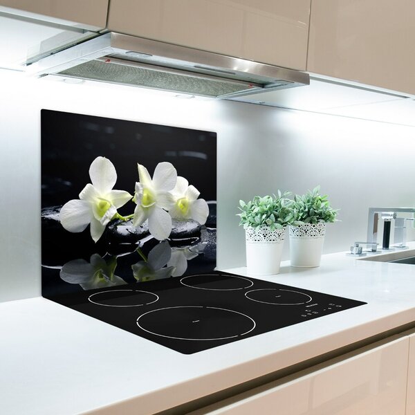 Tagliere in vetro Fiore di orchidea bianca 60x52 cm