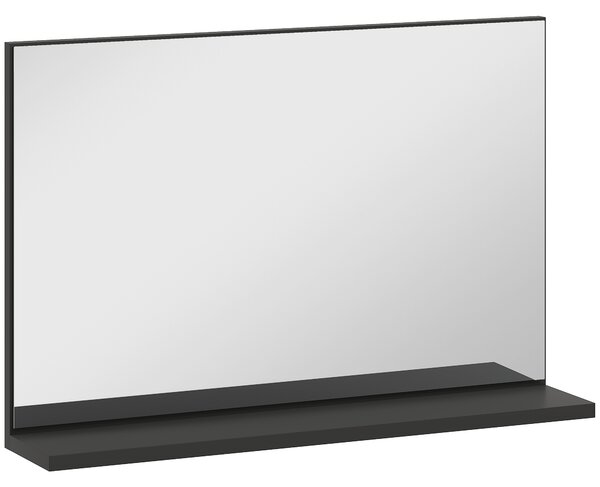 Kleankin Specchio Bagno da Parete con Mensola Design Moderno e Multiuso, 60x12x40 cm, Nero | Aosom Italy
