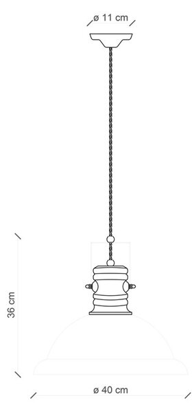 Lampadario Industrial Ferro E Ceramica Vintage Tortora 1 Luce E27 40Cm