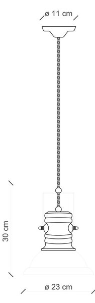 Lampadario Industrial Ferro E Ceramica Vintage Nero 1 Luce E27 23Cm