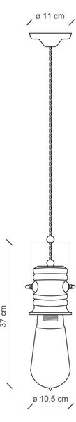 Lampadario Industrial Urban Ferro E Ceramica Vintage Nero 1 Luce E27 37Cm