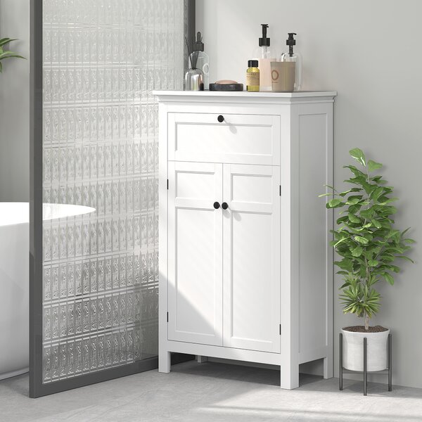 HOMCOM Mobile Bagno con 2 Ante e Cassetto, Mobiletto Bagno Salvaspazio con Ripiani Regolabili, 60x30x102.5 cm, Bianco | Aosom Italy