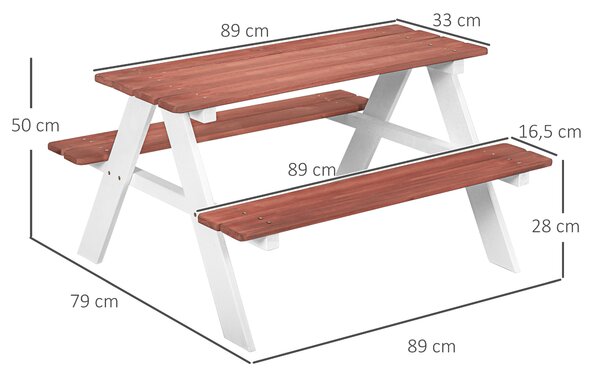 Outsunny Set Tavolo da Picnic per Bambini e Panche in Legno, Età 3-8 Anni, Marrone | Aosom Italy