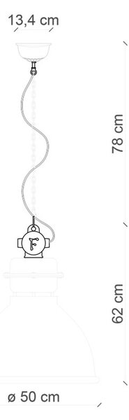 Lampadario Industrial Ferro E Ceramica Vintage Rosso 1 Luce E27 50Cm