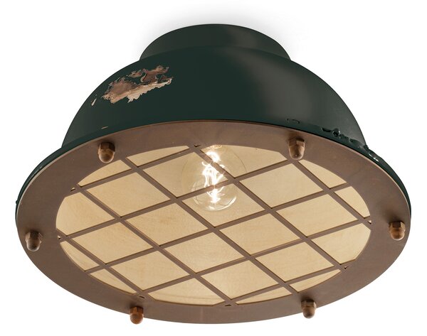Plafoniera Industrial Ferro E Ceramica Vintage Nero 1 Luce E27