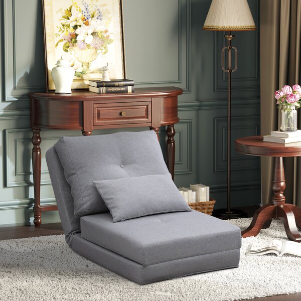 HOMCOM Poltrona Letto 3 in 1 Convertibile e Divano da Terra con Schienale regolabile e 2 Cuscini, Sedia in Chaise Longue, Grigio Chiaro | Aosom Italy