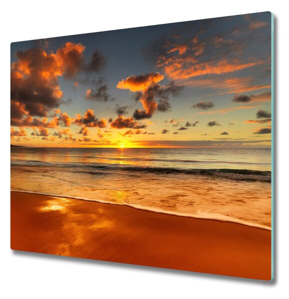 Tagliere in vetro Spiaggia al calare del sole 60x52 cm