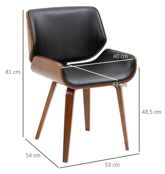 HOMCOM Set di 2 Sedie da Pranzo Stile Vintage Imbottite in Legno e Finta Pelle PU, Nero e Legno | Aosom Italy