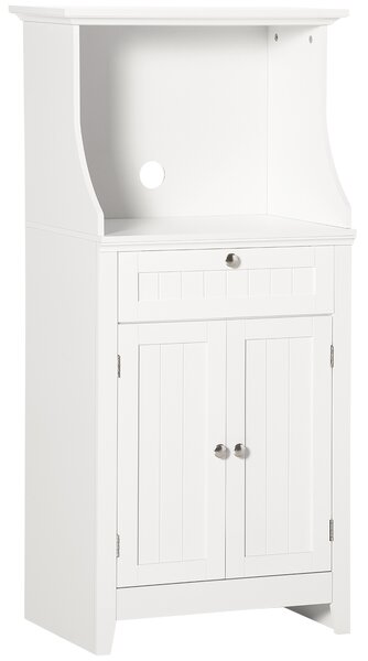 HOMCOM Mobile Cucina per Microonde con Cassetto e Armadietto 2 Ante, 60x40x122.5 cm, Bianco | Aosom Italy