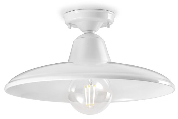 Plafoniera Industrial Minimal Nordico B&W Metallo Smaltato Bianco 1 Luce E27