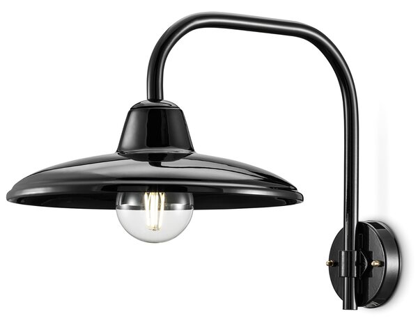 Applique Industrial Minimal Nordico B&W Metallo Smaltato Nero 1 Luce E27