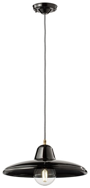 Lampadario Industrial Minimal Nordico B&W Metallo Smaltato Nero 1 Luce E27
