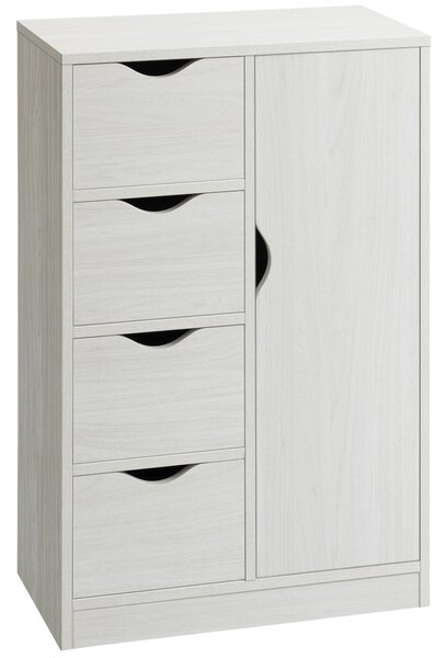 HOMCOM Mobile Bagno con 4 Cassetti, Armadietto a 2 Livelli e Maniglie Ritagliate, in Legno, 54x29x83 cm, Bianco | Aosom Italy