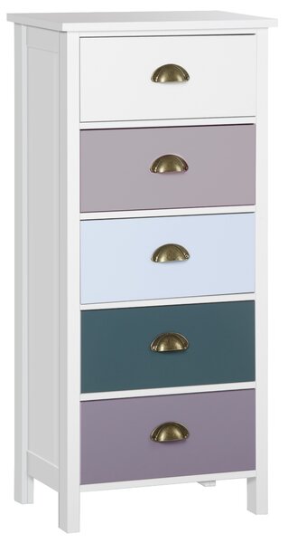 HOMCOM Mobile Cassettiera con 5 Cassetti Colorati, Comò Alto e Salvaspazio, Multicolore Blu | Aosom Italy