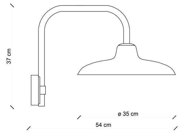 Applique Industrial Minimal Nordico B&W Metallo Smaltato Nero 1 Luce E27