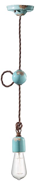 Sospensione Vintage Ceramica Azzurra 1 Luce E27