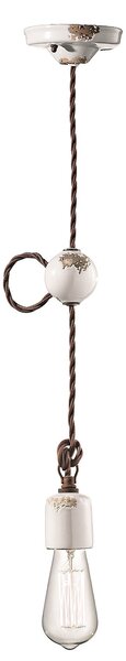 Sospensione Vintage Ceramica Bianca 1 Luce E27