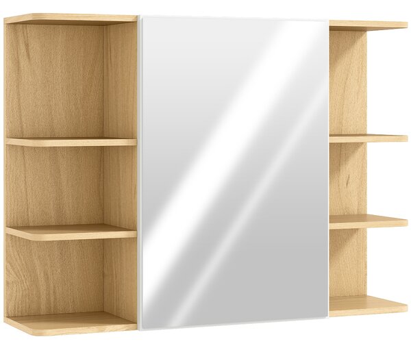 HOMCOM Specchiera Bagno con Armadietto a 2 Ripiani e 6 Vani Aperti, 80x20x59 cm, Legno | Aosom Italy
