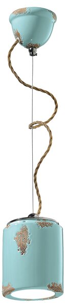 Lampadario Vintage Ceramica Azzurra 1 Luce E27