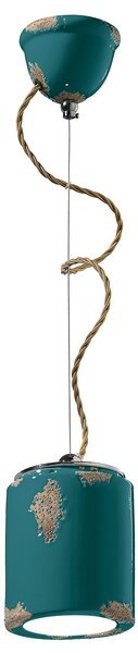 Lampadario Vintage Ceramica Verde 1 Luce E27