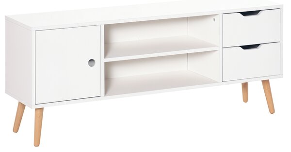 HOMCOM Mobile TV Moderno in Legno Bianco, Mobile Porta TV di Design per TV Max. 50" 120x28x44cm
