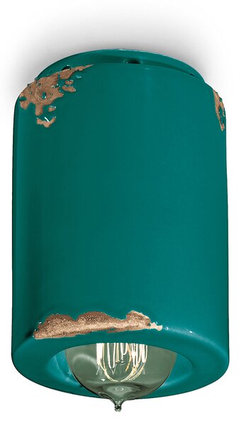 Plafoniera Vintage Ceramica Verde 1 Luce E14